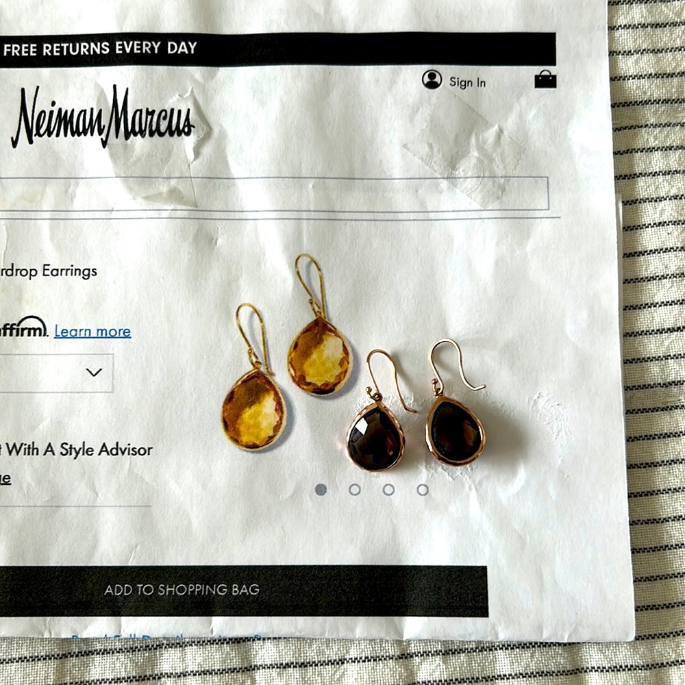 Ippolita rose gold plate over sterling silver Rock Candy Topaz earrings